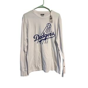 Dodgers  White and Dodger Blue Long Sleeve Tee with Blue Graphic